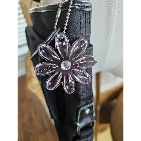 Coach Black Signature Ashley Shoulder Bag F16550 EUC Logo Charm - Picture 4 of 16